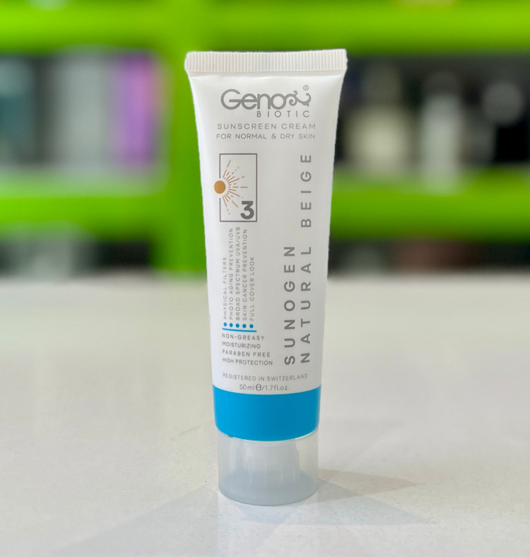 کرم ضدآفتاب رنگی ژنوبایوتیک پوست نرمال تاخشک SPF50 - بژ طبیعی