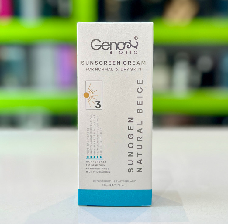 کرم ضدآفتاب رنگی ژنوبایوتیک پوست نرمال تاخشک SPF50 - بژ طبیعی