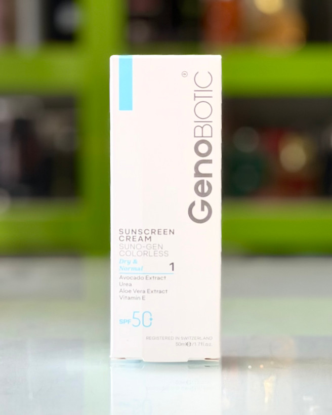 کرم ضدآفتاب بی رنگ ژنوبایوتیک پوست خشک و معمولی SPF50