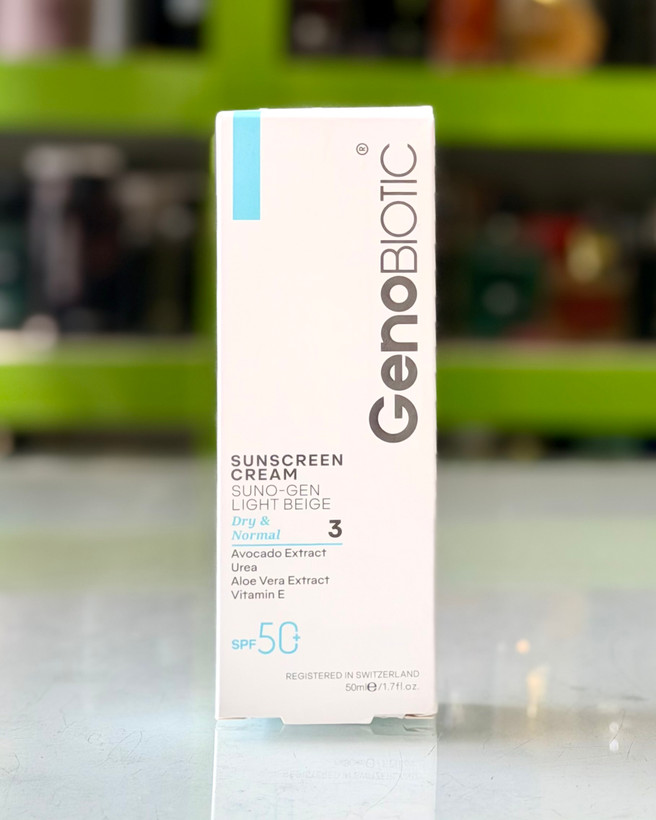 کرم ضدآفتاب رنگی ژنوبایوتیک پوست خشک و نرمال SPF50 - بژ روشن