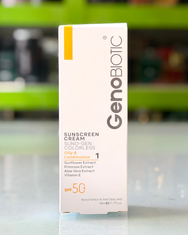 کرم ضدآفتاب بیرنگ ژنوبایوتیک پوست چرب و مختلط SPF50